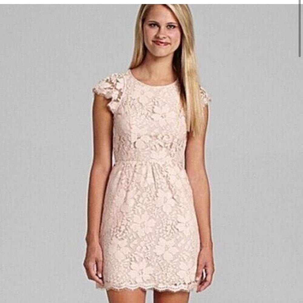 BCBGeneration Blush Lace Open Back Dress